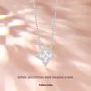 Fan Qi Bimetal Radiance Necklace - Women's Light Luxury Diamond Rhombus Pendant Collarbone Gift