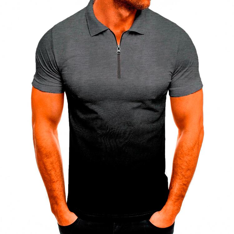 

Men s Casual Sports T-shirt Summer Lapel Gradient Short Sleeved Polo Shirt XXXXXL чорний