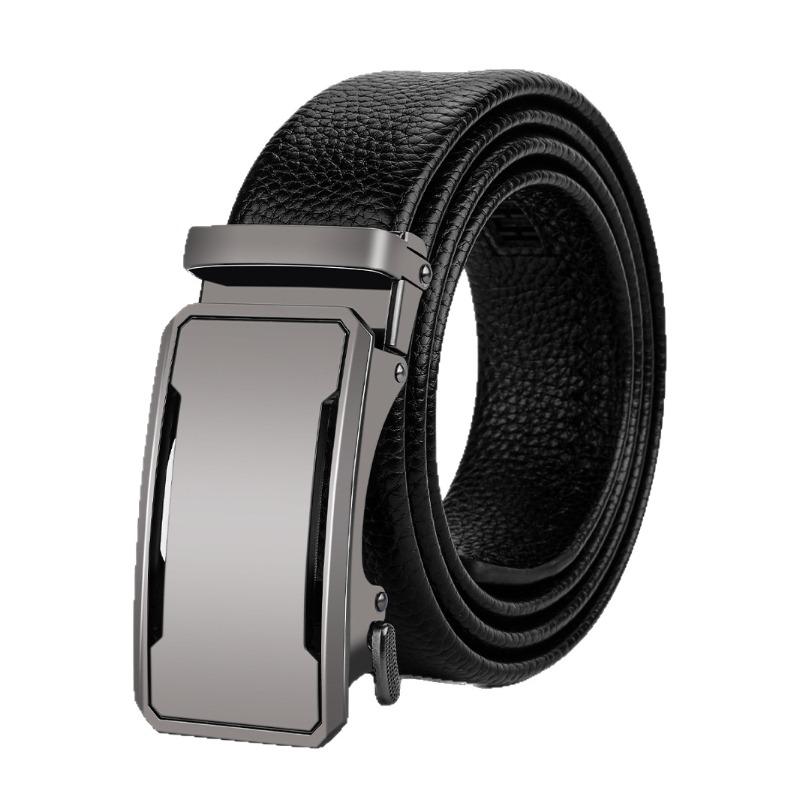 Meier First-layer cowhide automatic buckle men belt genuine leather business genuine black pants wide waistband