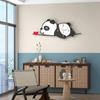 Cartoon Originality Panda Wall Clocks Digital Clock for Wall Home Living Room Decorate Loudspeaker Mute Ironwork Wall Watch
