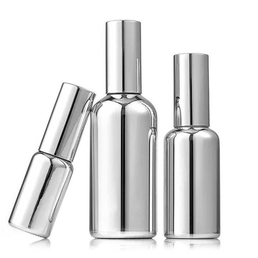 Glass Essential Oil Bottle Silver Electroplated Empty Bottle For Lotion Samples