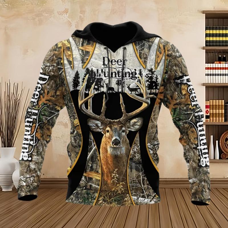 Mode Homme 2025 Chasse Hoodie Lâche Grande Taille 3D Imprimé Animal Cerf Super Lâche Hoodie Harajuku Passionné de Mode Sweatshirt Homme