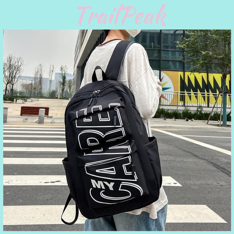 Letter Simplified Pattern Large Capacity Student Backpack For School Outdoor And