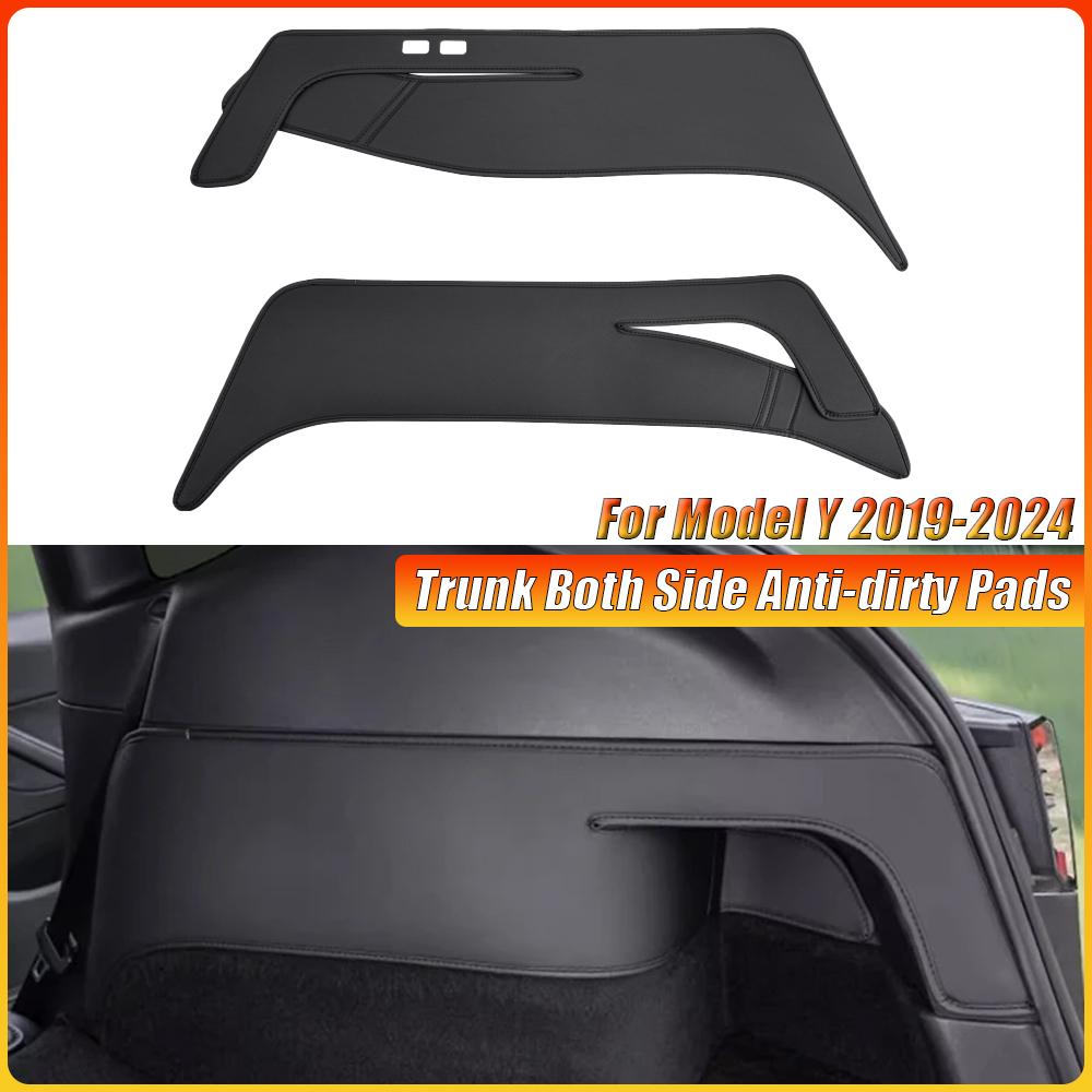 For Tesla Model Y Rear Trunk Both Side Guards Pad PU Leather Trunk Surface Corner Protective Cover Cargo Liner Anti Dirty Pads