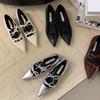 [Yanju] French Mary Jane Shoes Women's 2025 Autumn New Design Low Heel Pointed Bow Small Leather Shoes