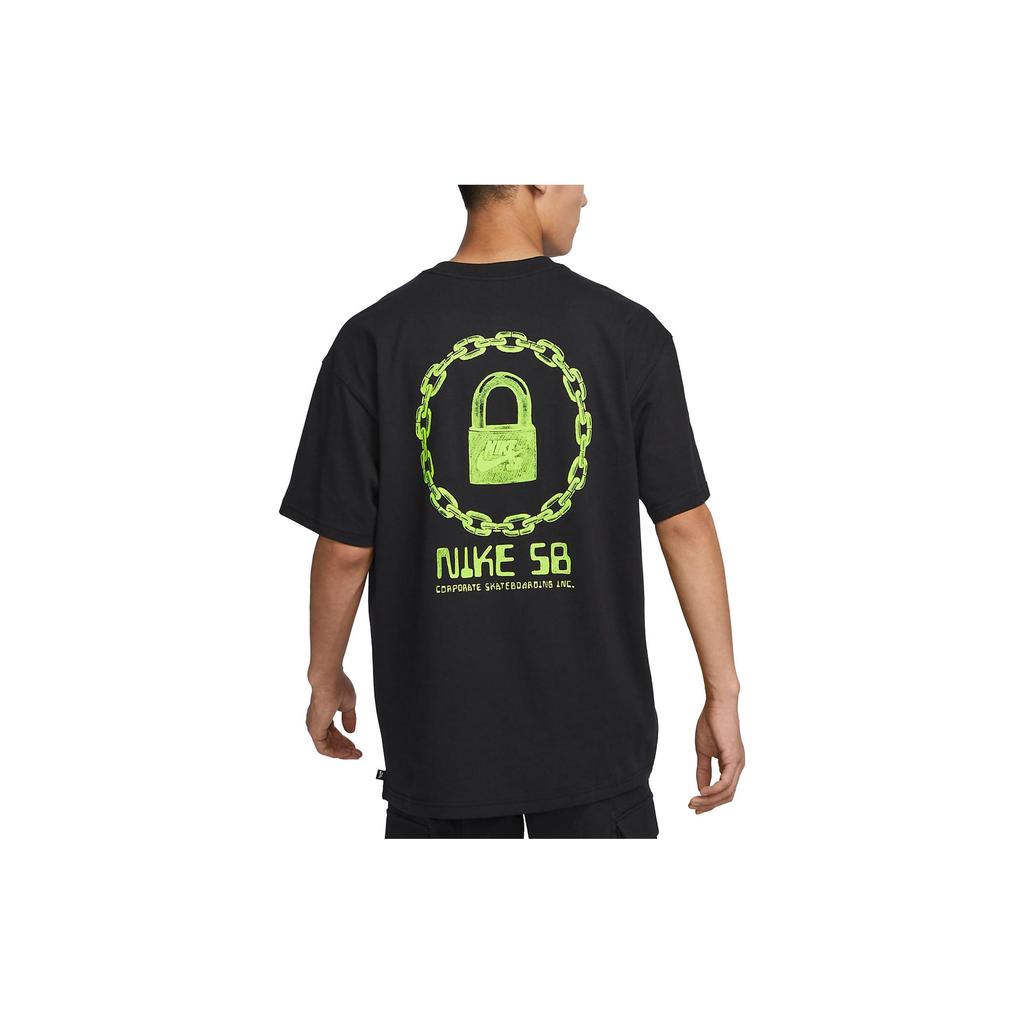 Nike Sb Chain Print Skateboard T-Shirt Men Tops Black FJ1140-010