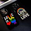 Love Is Love LGBT Rainbow Phone Case For iPhone17,16,15,14,13,12,11,Pro,MAX Gray Matte Silicone Black Cover