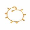 18K Gold Plated Round Beads Heart Charm Bracelet for Women, Stainless Steel Adjustable Bracelets, Dainty Waterproof Jewelry