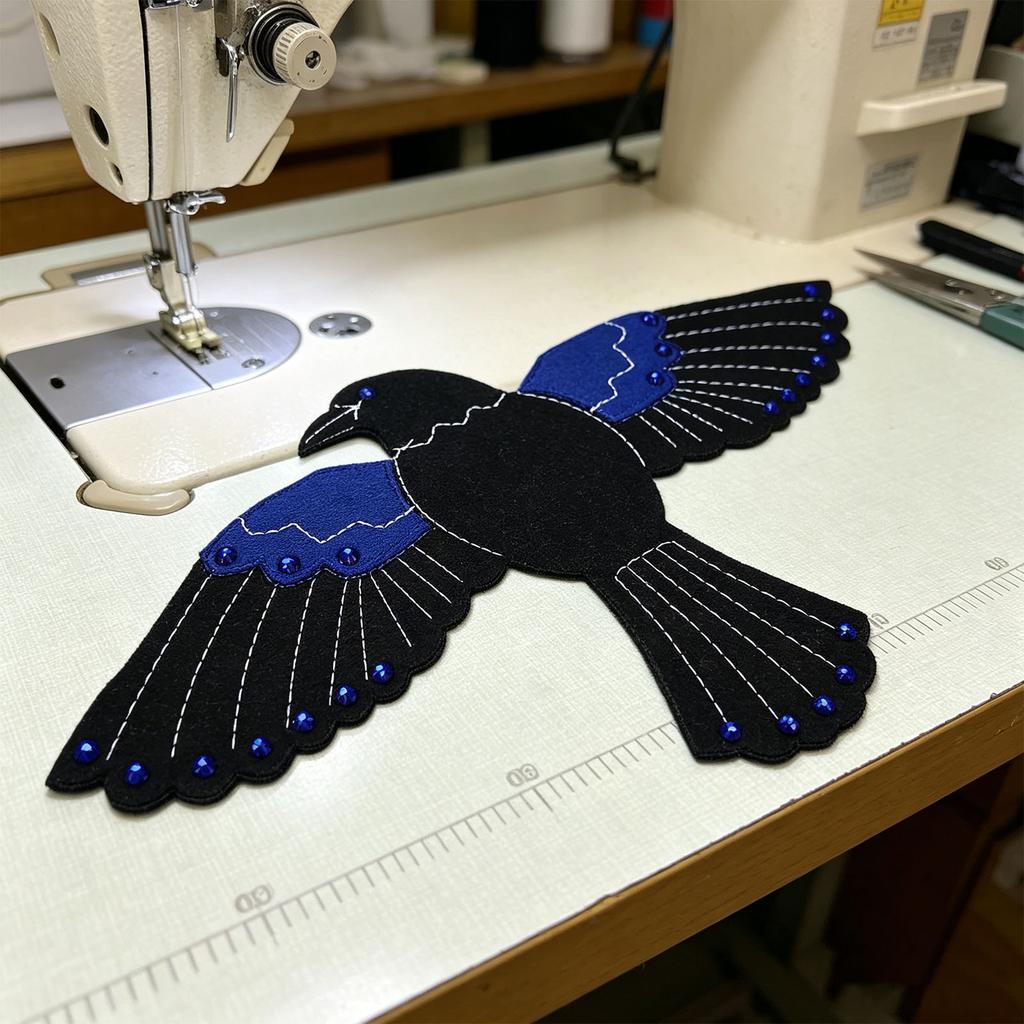 Crow Themed Sewing Organizer Hand Embroidered Ornament Creative Home Decor Crow Sewing Accessories Storage