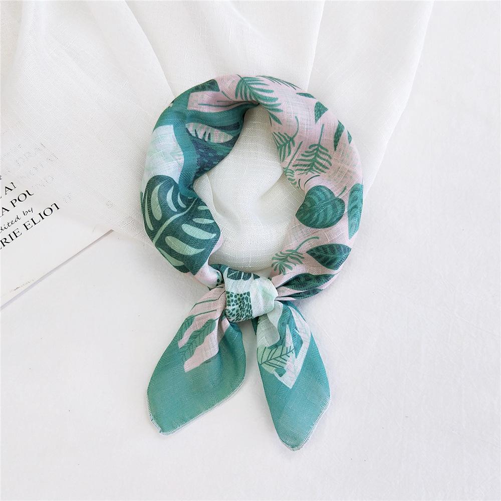 Cotton And Linen Small Square Scarf Silk Scarf Women'S Spring And Autumn New Style Artistic And Versatile Fashionable Temperament Headband Scarf