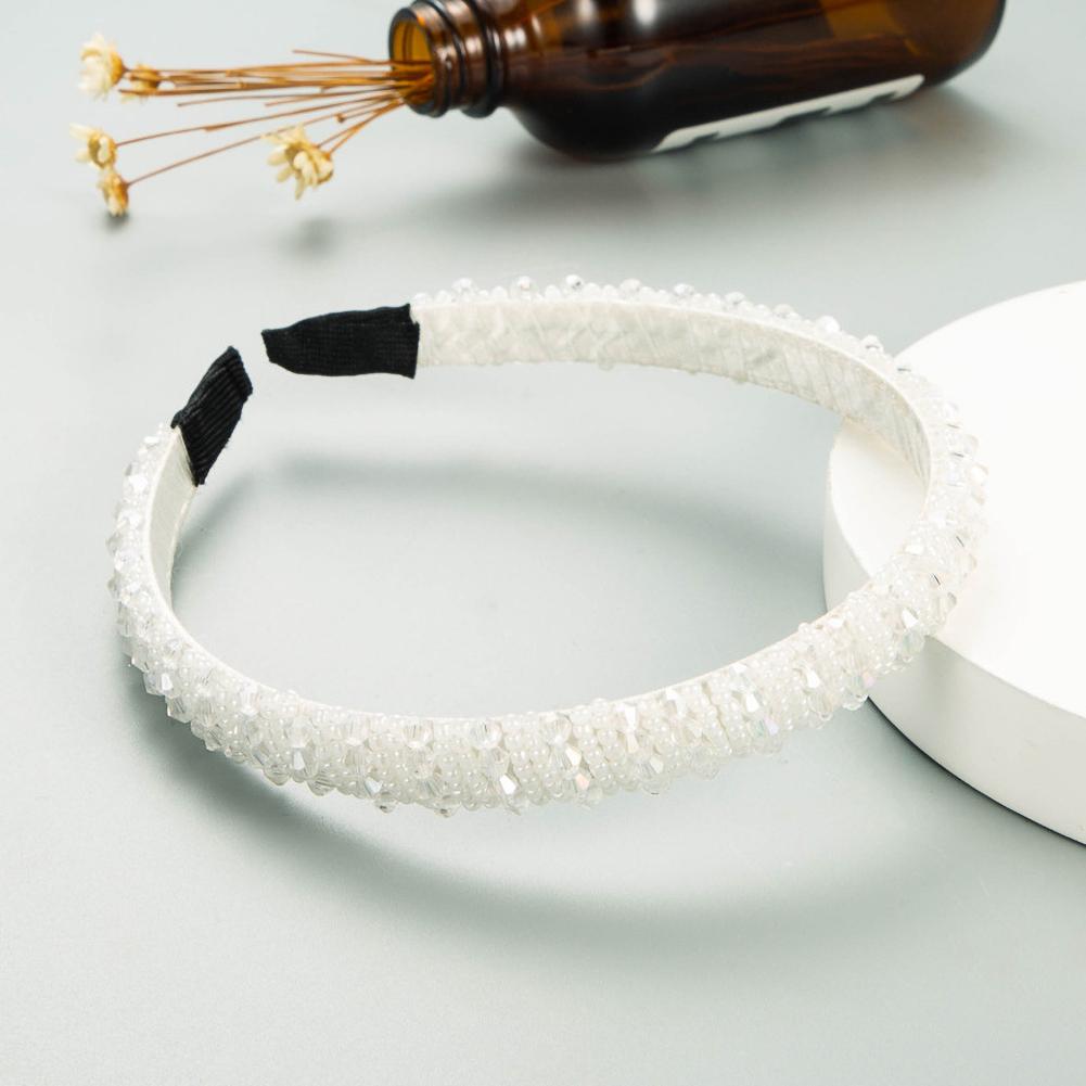 Handmade Woven Beaded Crystal Headband for Women Baroque Thickened Minimalist Fashion Hair Accessories