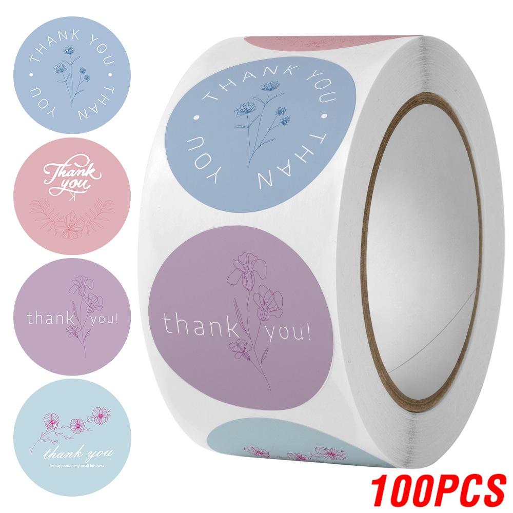 

100-500pcs 1inch Thank you Stickers Rose Flower Stationery Stickers Festival Birthday Party Gift Decorations Seal Labels