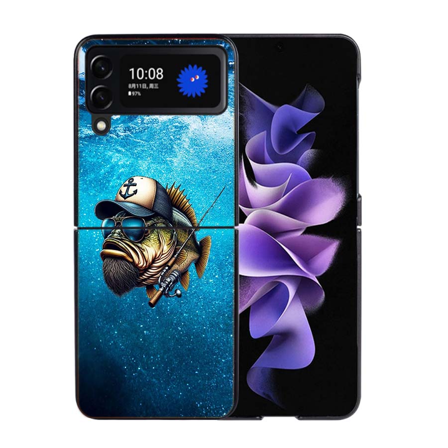 Enjoy a Day of Fishing Pleasure Phone Case For Samsung Z Flip 7 6 5G Galaxy Z Flip4 Z Flip5 Z Flip3 Coque Black Hard PC Shell Pr