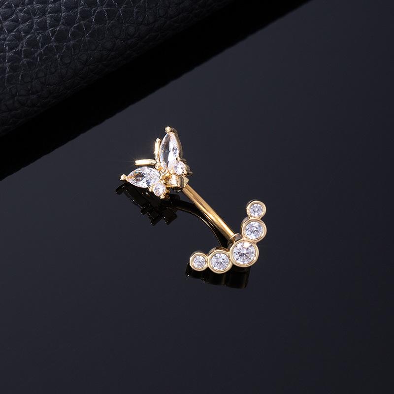 Color Zircon Spiral Piercing Navel Nail Color Butterfly Wind Navel Clip Rabbit Navel Buckle