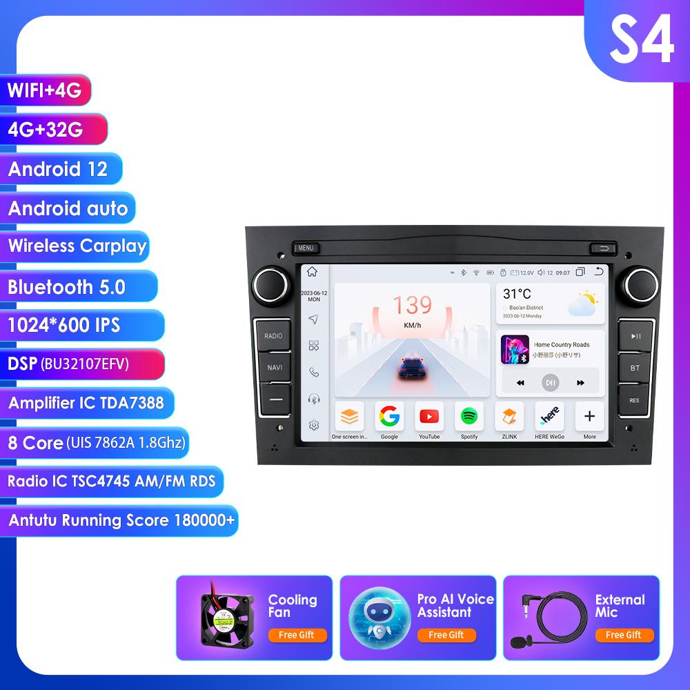 Hizpo Android 14 CarRadio DSP Wireless Carplay Auto for Opel Astra H J 2004 Vectra Vauxhall Antara Zafira Corsa C D Vivaro Meriva Veda