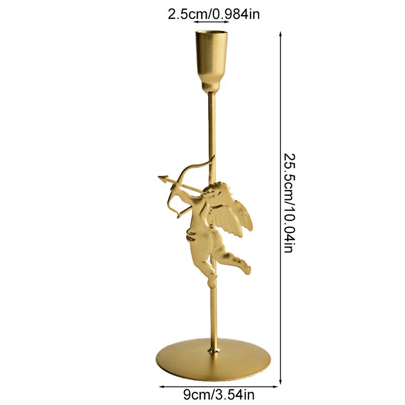 1 szt. Wysoki świecznik Geometryczny Pokój Dekoracyjny Rekwizyty Atmosferyczne Żelazny Rękodzieło Domowe Świecznik Kształt Kupidyna Uchwyt na Świecę