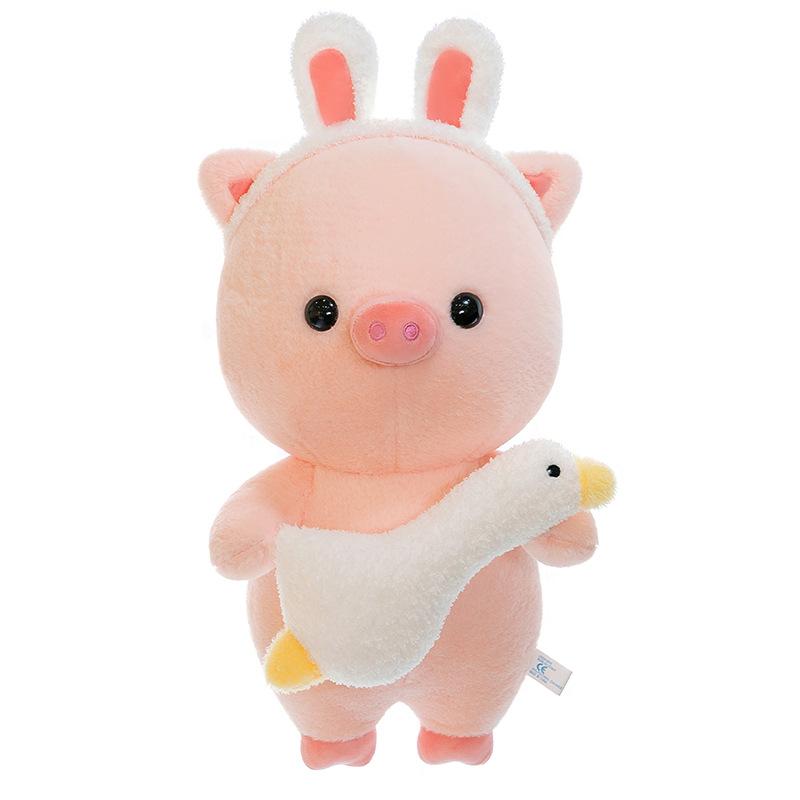 Cute goose hug pig plush toy simulation cute pink piglet sleeps with soothing pillow doll girl birthday gift