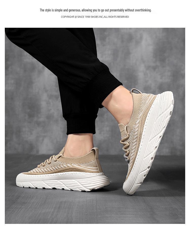 Letnie męskie oddychające sneakersy z siateczki – wszechstronne buty casualowe do biegania na grubej podeszwie w stylu koreańskim