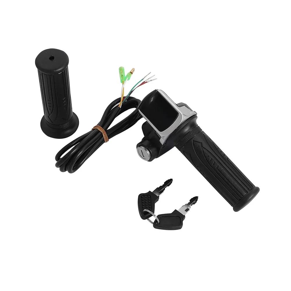 24/36/48/60V Throttle Handlebar Grip Power Speed Rotary With Key With LCD Battery Display For Electric Scooter Bike Parts