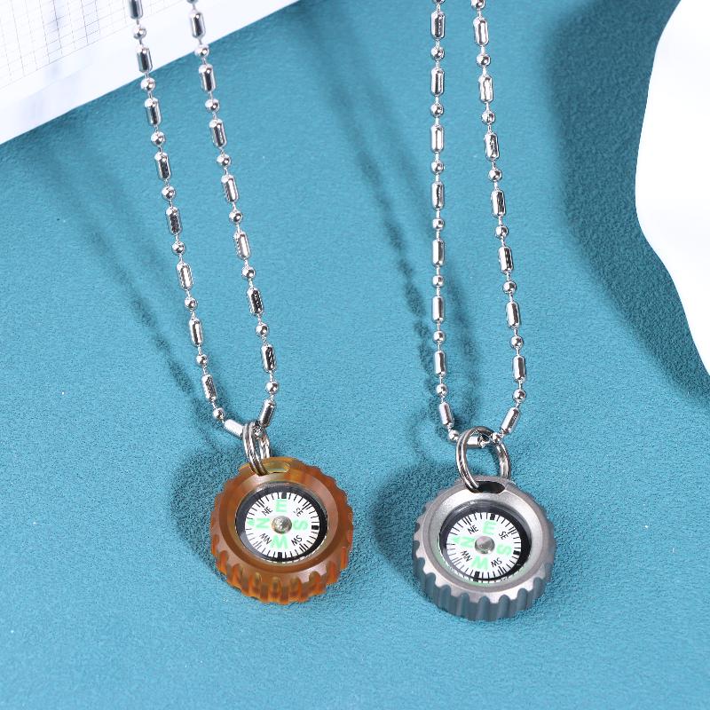 3in1 PEI Compass Pendant Necklace EDC Directional Outdoor Tool Portable for Adventure Gear