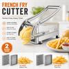 Heavy Duty Stainless Steel French Fry Cutter, Professional Potato Slicer with 2 Blades for Kitchen