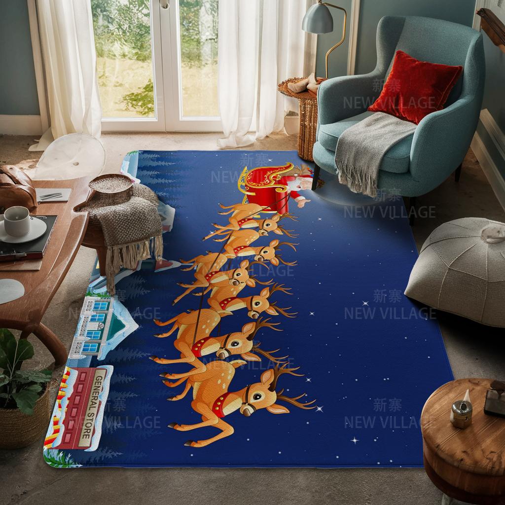 House Entrance Carpet Home Door Mat Living Room Bath Foot Bathroom Non-slip Water Absorption Rugs Bath Merry Christmas Winter