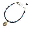 Maria medallion charm turquoise and black spinel pendant bracelet for men [Ishiki] [148nab]