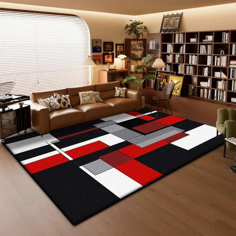 Modern Geometric Rug For Living Room Bedroom Kitchen Bathroom Non-Slip Easy-Clean Washable Rug
