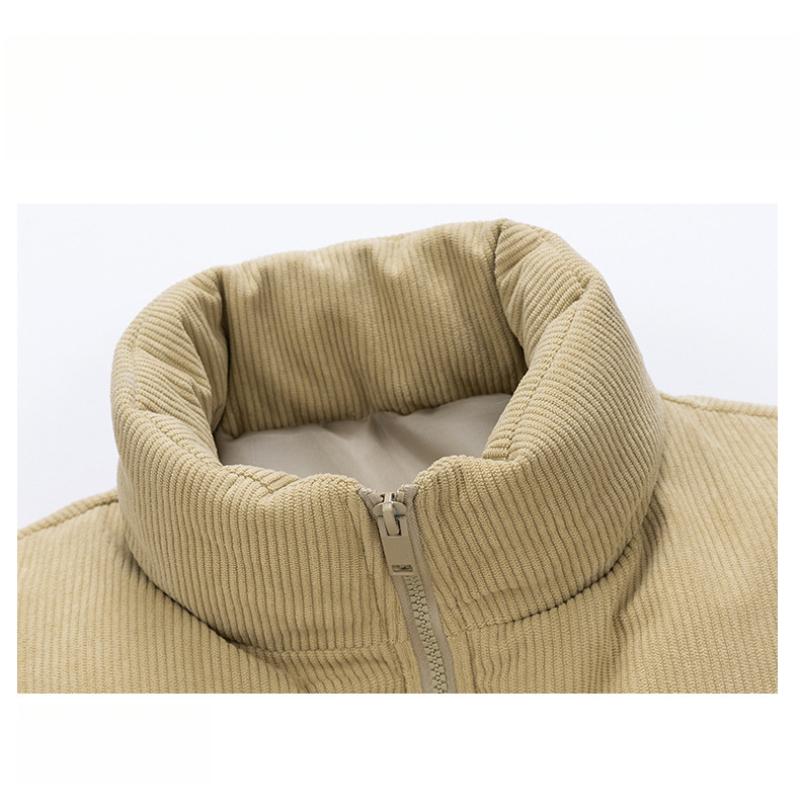 Men's Down Cotton Vest Autumn Winter Trend Corduroy Color Block Vest Thickened Warm Casual Sleeveless Jacket for Men