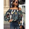 Off-the-Shoulder Fashion Tube Top off-Neck Pullover Long Sleeves Shirt