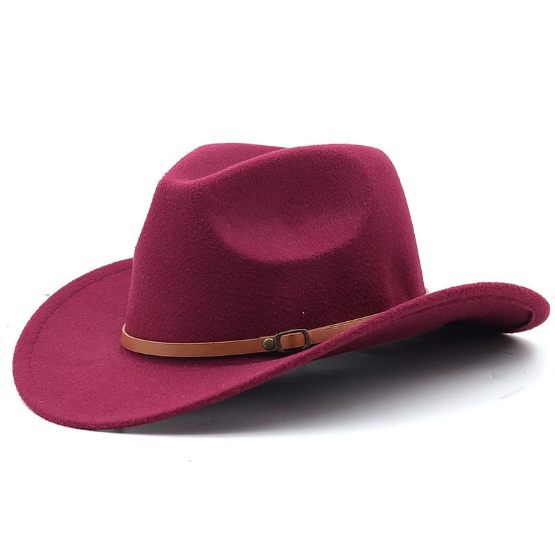 Western Cowboy Filzhut mit ethnischem tibetischem Stil und hochgekrempter Krempe für Männer und Frauen