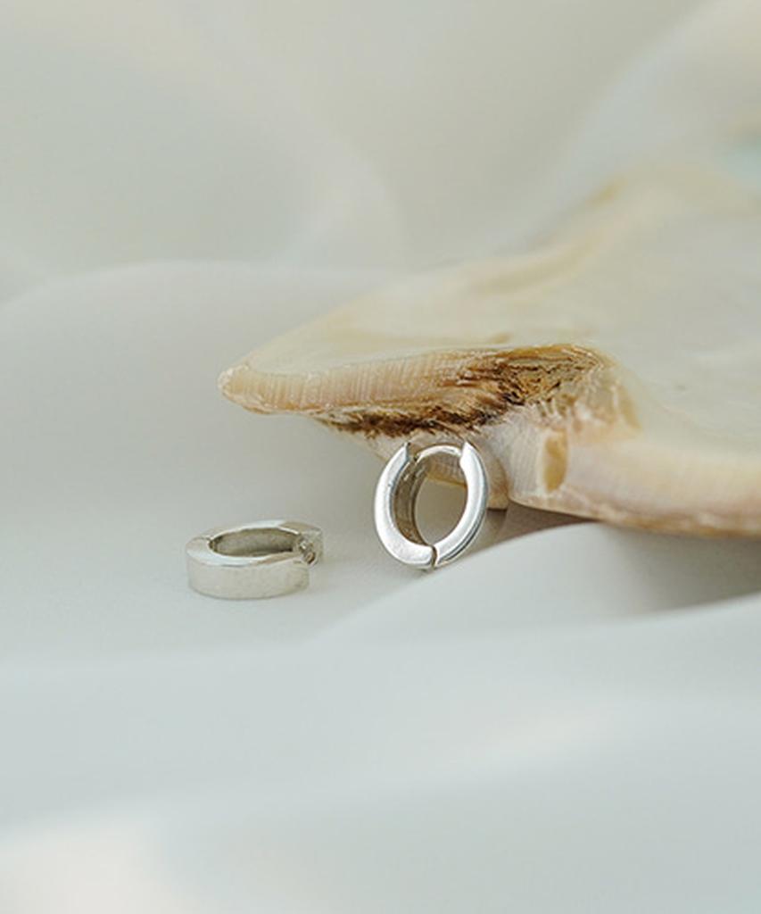 Alleun Silver 925 3Mm Square One-Touch Earrings