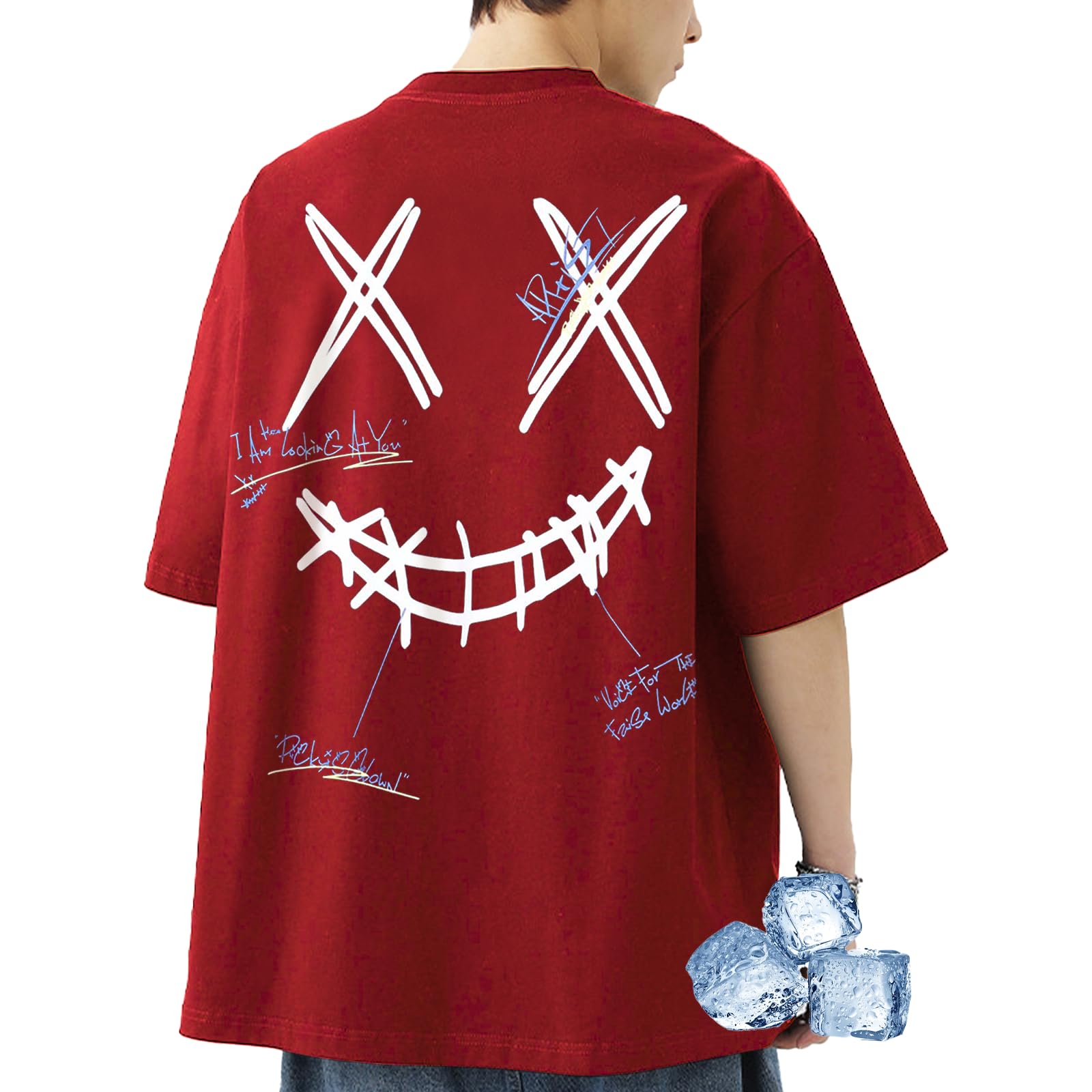 

короткий большой крупный уличный улыбающийся спина крутой к тяжелой команде летняя одежда [на твой выбор] Мужская футболка, рукав, силуэт, размер, стиль, непрозрачный, лицо,