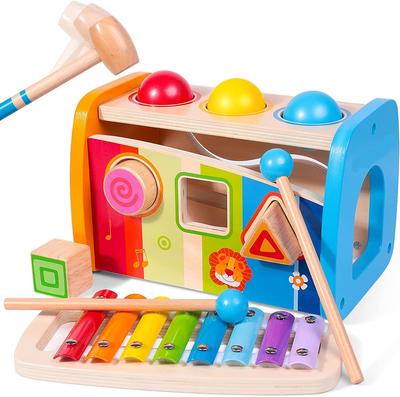 Smiim [Materiály a barvy testované v tuzemsku na bezpečnost] Vzdělávací hračka pro miminka, Montessori kladívková hračka, Zvonkohra, Dárek k narozeninám pro věk