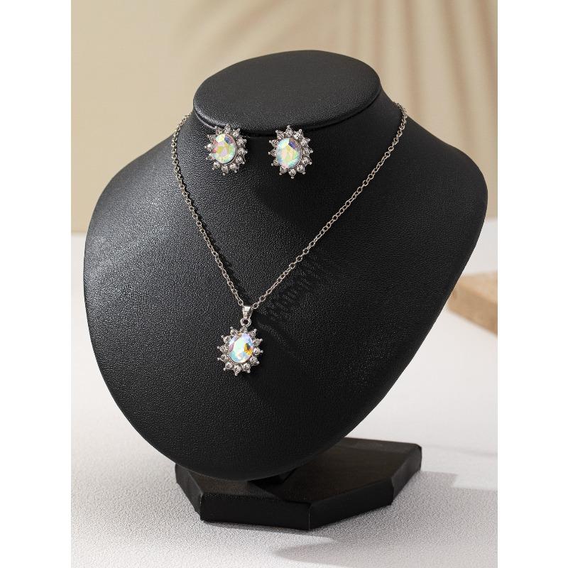 Fashion Suit Jewelry Temperament Sunflower Zircon Earrings Kate Sapphire Necklace