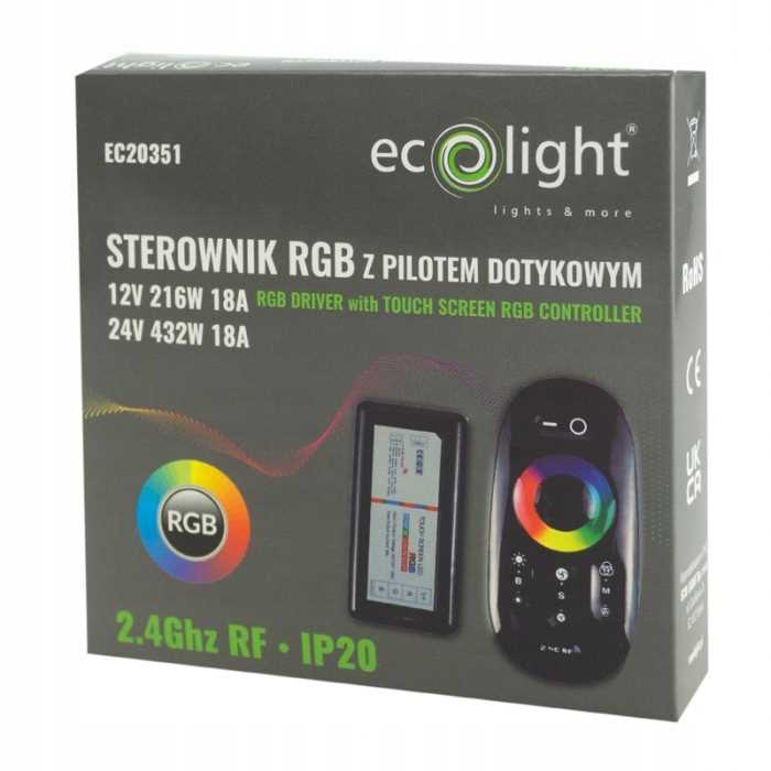 Sterownik Rgb Dotykowy 18A 216W Rf Czarny