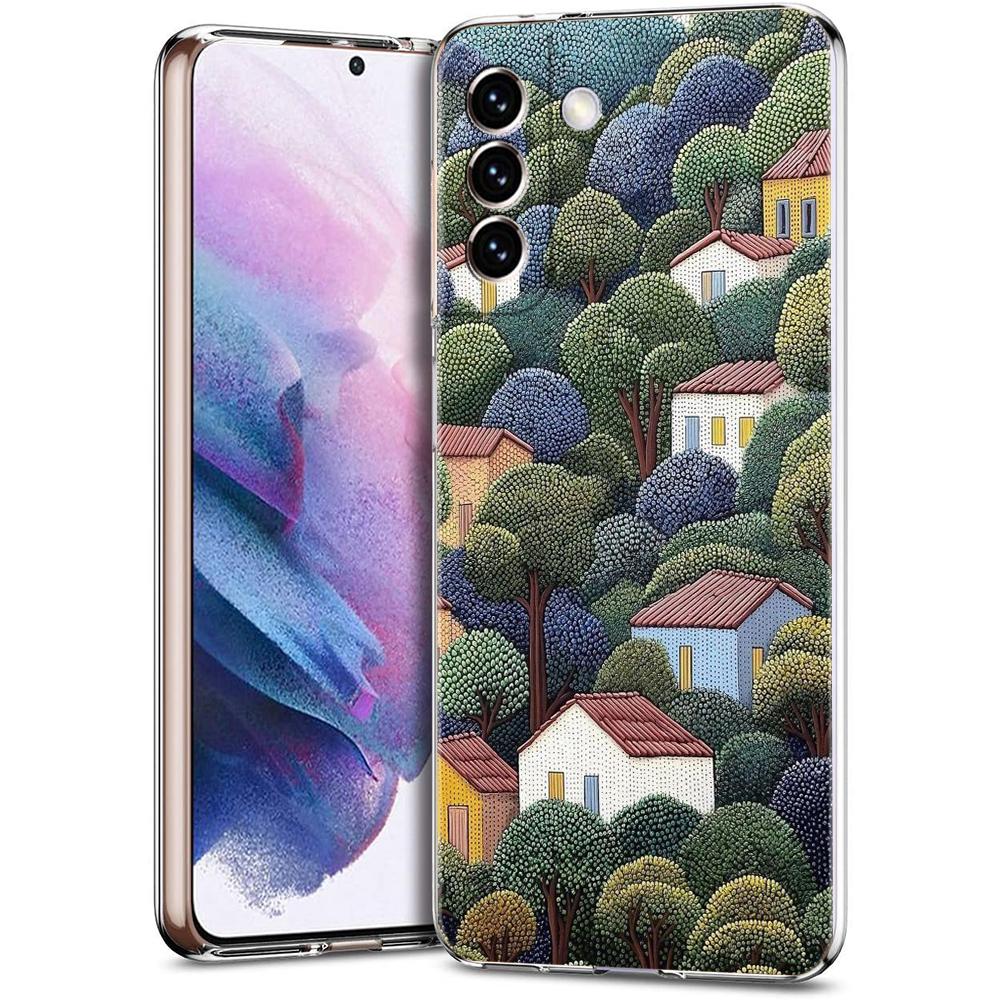 Transparent Phone Case Cover for Samsung Galaxy S25 S24 S23 S22 S20 S21 FE Ultra S24 S23 S10 S10E Plus Abstract Flower Pattern