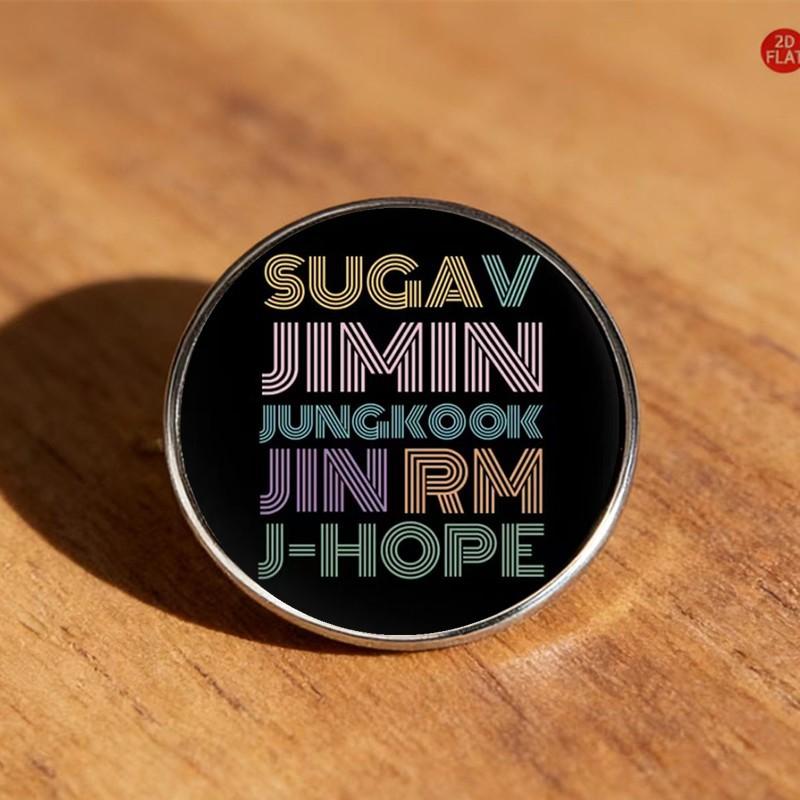 

BTS Member Names Retro Neon Style Enamel Brooch, Kpop ARMY Fans Metal Pin Badge, Bangtan Boys Backpack & Clothing Accessory