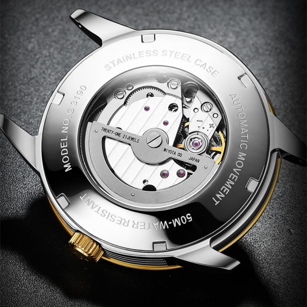 OUPINKE Montre Homme Mouvement Squelette Montre Mécanique Automatique Lumineuse Étanche Montre Homme