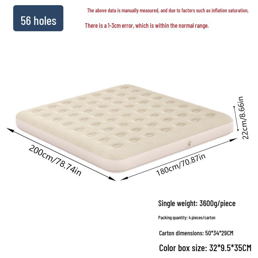 Single Outdoor/Indoor Inflatable Camping Mattress with Flocking