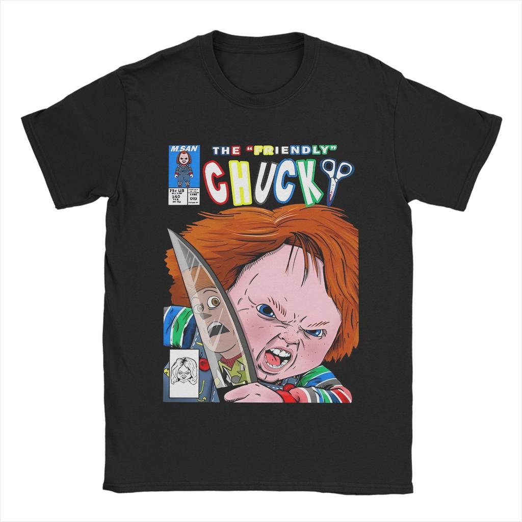 Halloween Chucky Horror Movie T-Shirts for Men  Funny Cotton Tees Crew Neck Short Sleeve T Shirts Printed Clothes