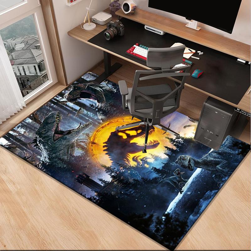 Dinosaur Moonlit Adventure Office Rug Chair Mat, Game Carpet, Suitable for Front Door, Bedroom, Living Room, Desk, Holiday Gift