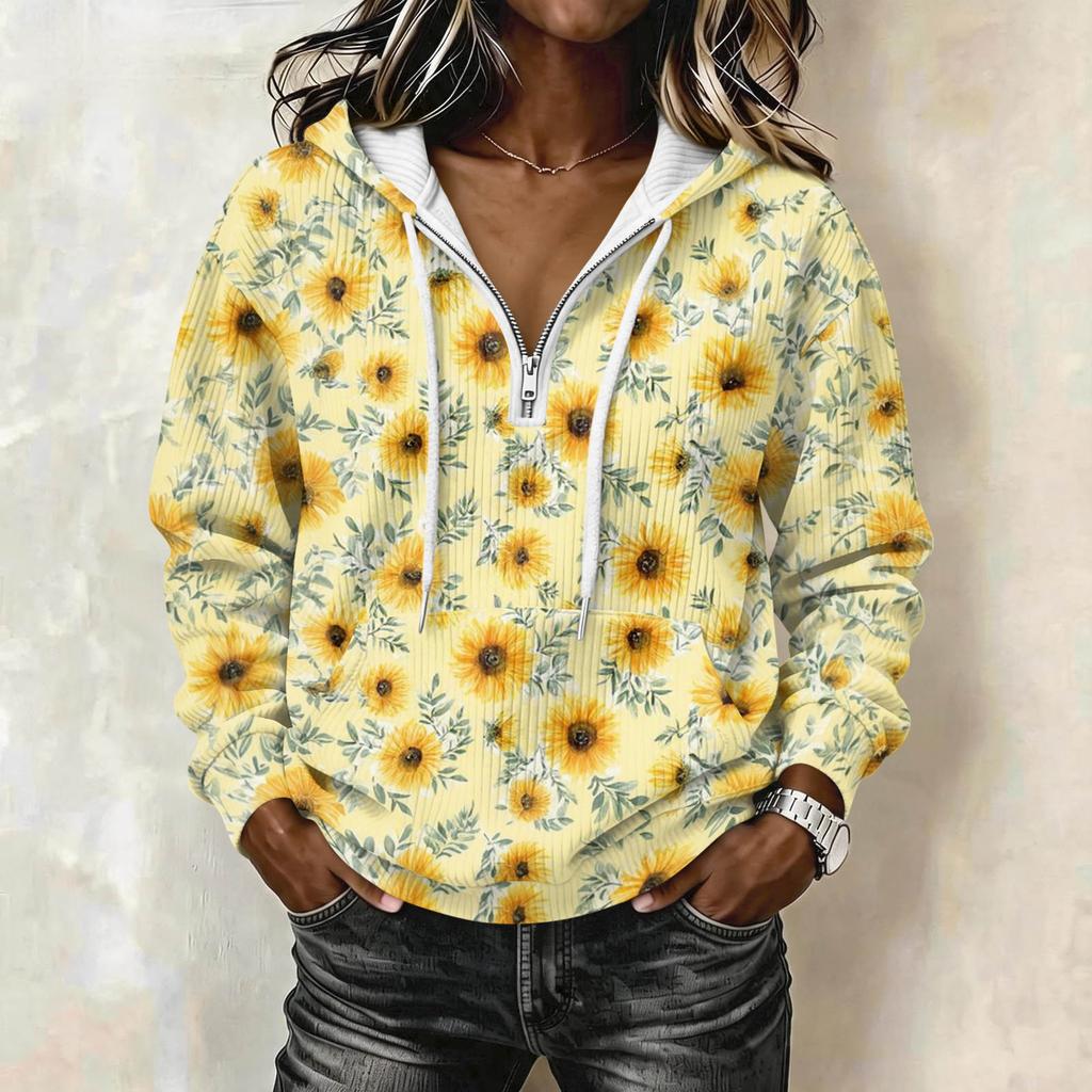 Women's Vintage Print Hoodie with Long Sleeves Pullover Top