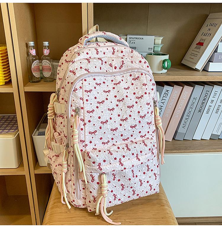 Simple casual backpack girl cartoon high value printed schoolbag campus versatile backpack