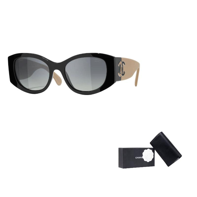 Chanel Logo Verziert Cat Eye Sonnenbrille Unisex Sonnenbrille Schwarz A71618X02016S3418
