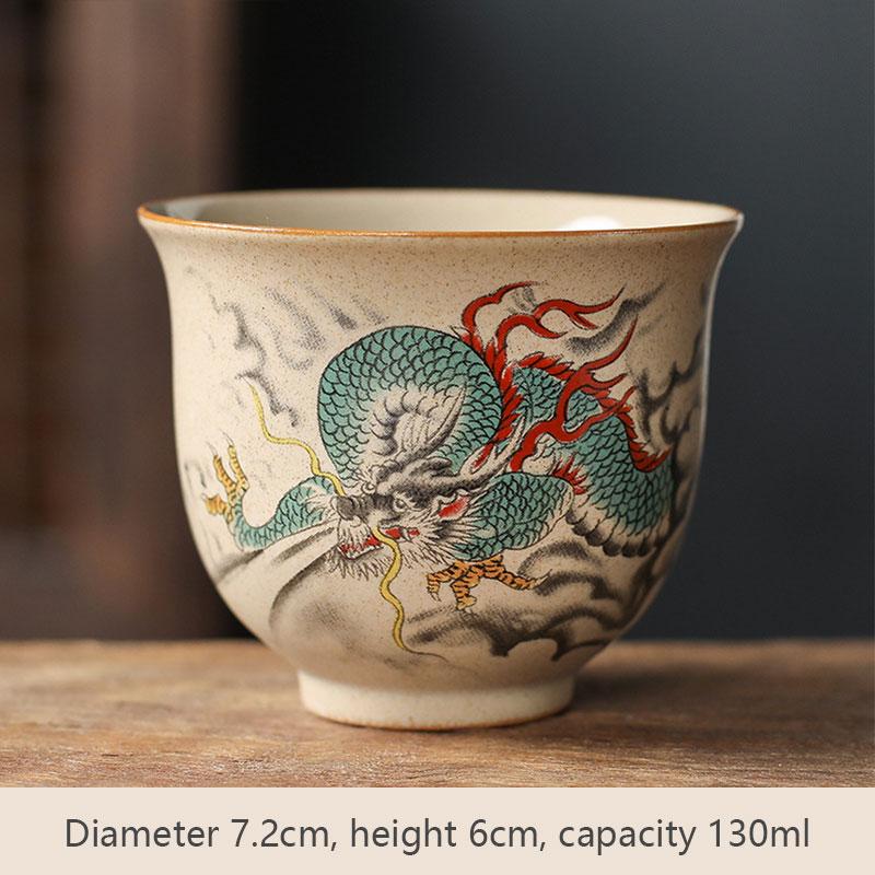 Chinese Ceramic Teaware Zodiac Tea Cups Vintage Pottery Ceremony KungFu Teacups Tea Wine Mug Espresso Coffee Cup