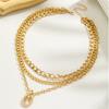 Individually Exaggerated Circular Pendant with Aluminum Chain, Multi-layer Layered Women's Necklace