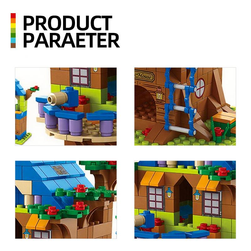 Lele Brother Bausteine Niedliches Baumhaus Zauberwald Schloss MOC Stadtszene Zusammengebaut DIY Kleine Steine
