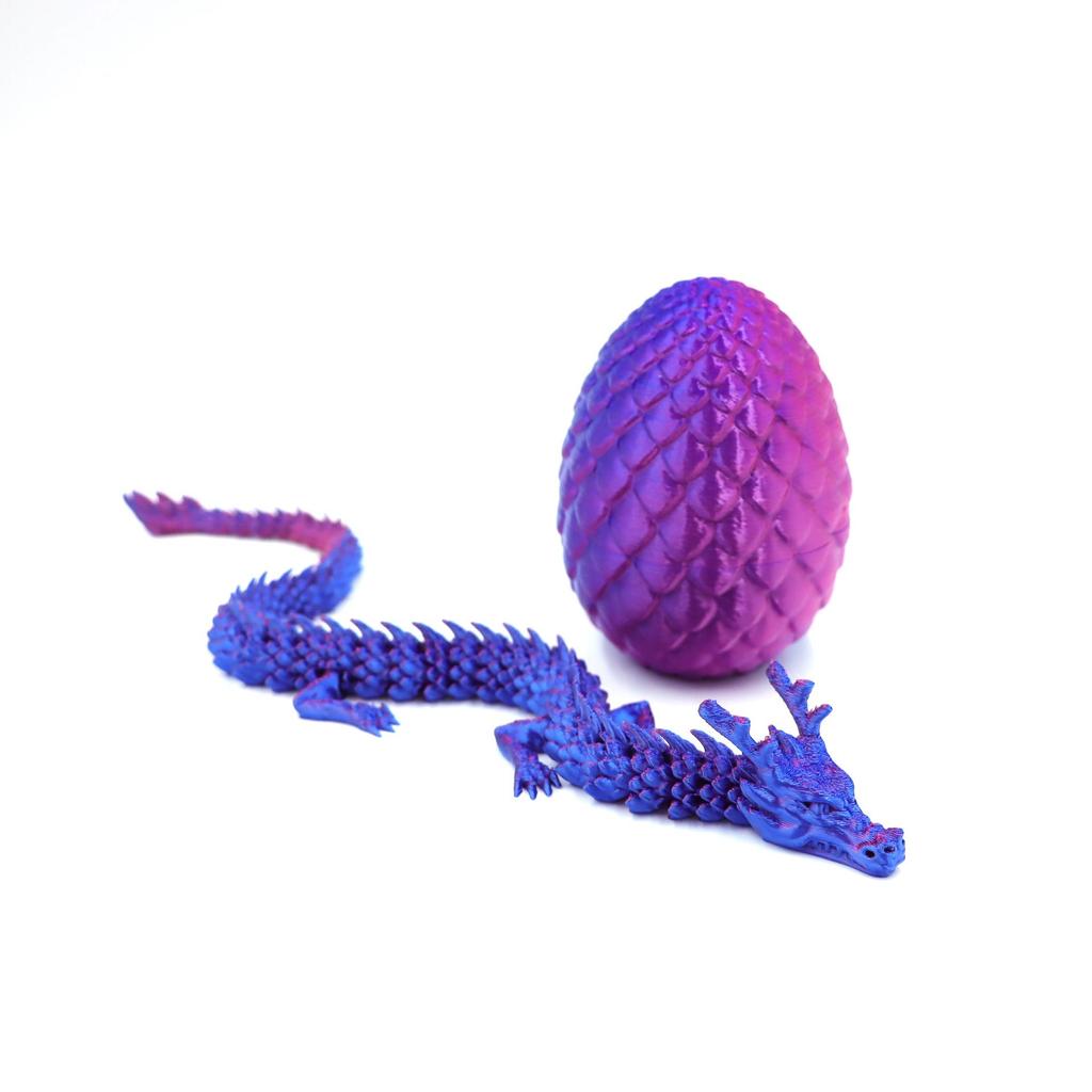 3D Printed Articulated Chinese Dragon Egg Ornament - Toy Figurine Gift Handicraft