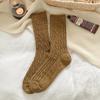 Cotton Knitting Women Socks Fashion Harajuku Retro Lady Girls Plush Thick Long Socks Autumn Winter Solid Color Casual Keep Warm